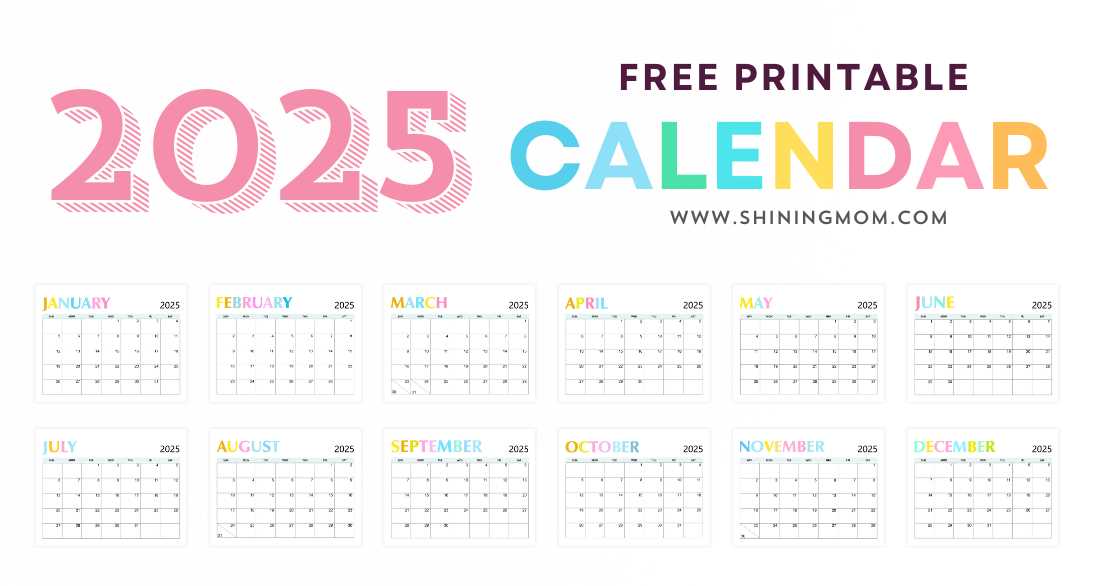 calendar template 2025 free download