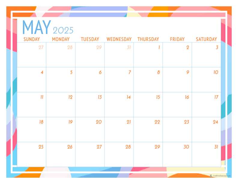 calendar template 2025 may