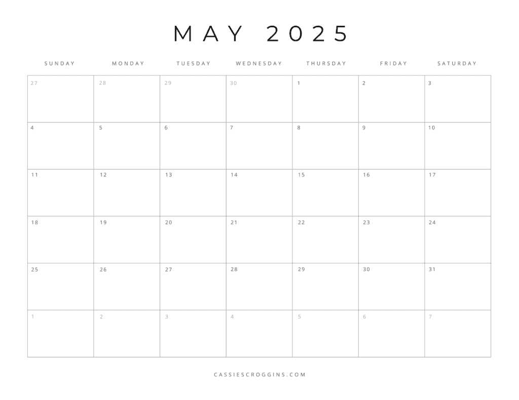 calendar template 2025 may