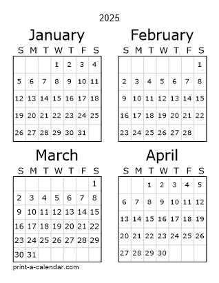 calendar template 2025 yearly