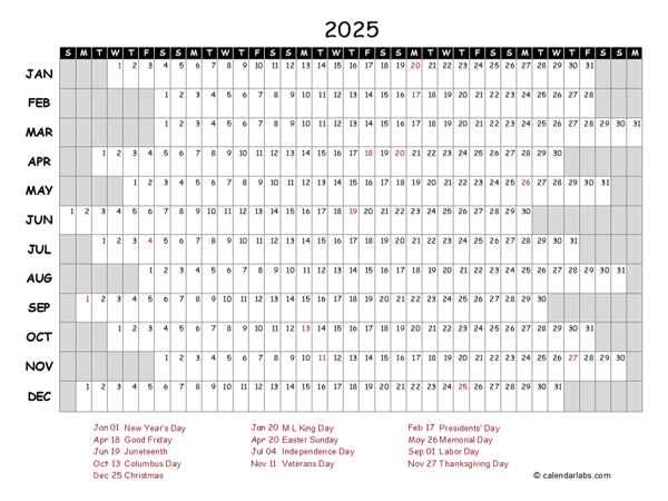 calendar template 2025 yearly