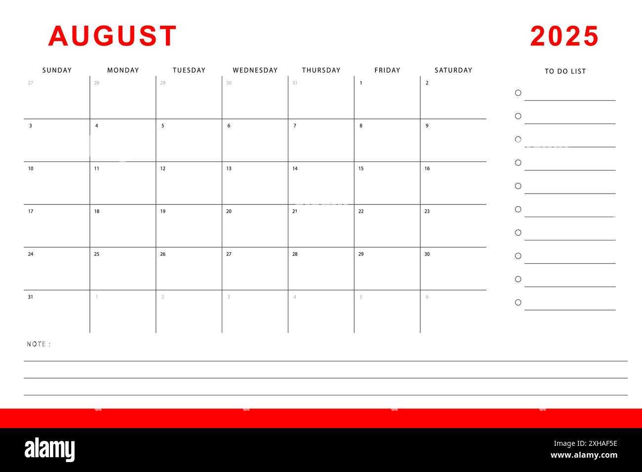 calendar template august 2025