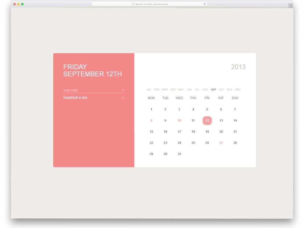 calendar template css