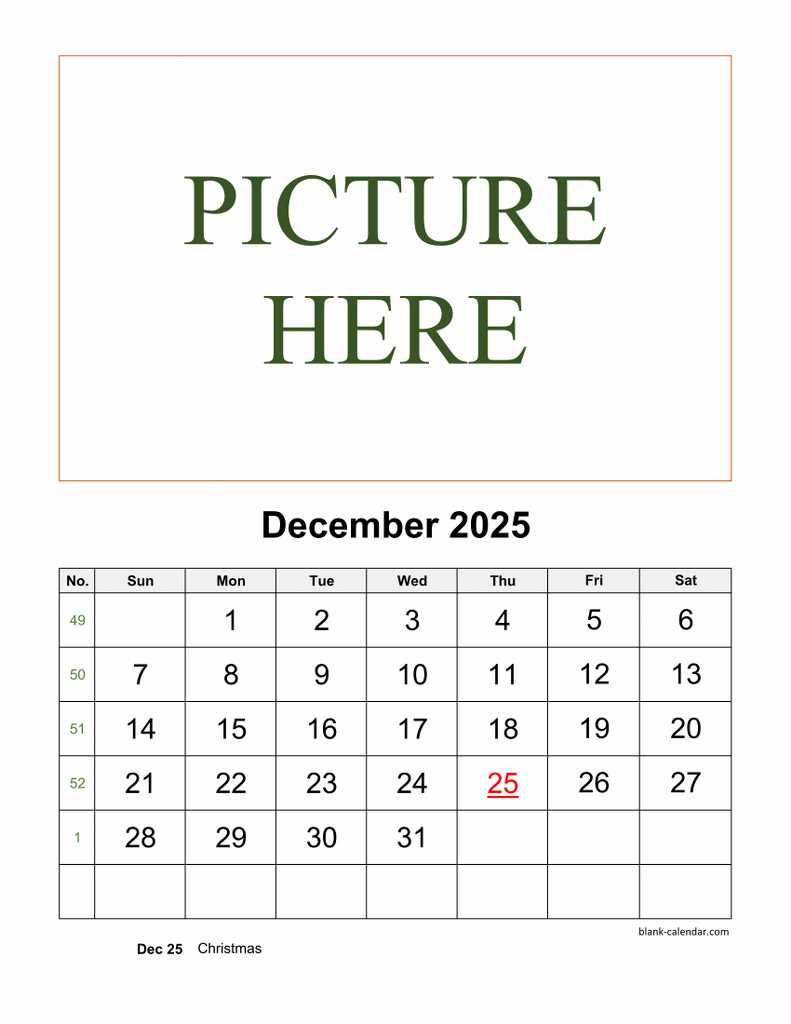 calendar template december 2025