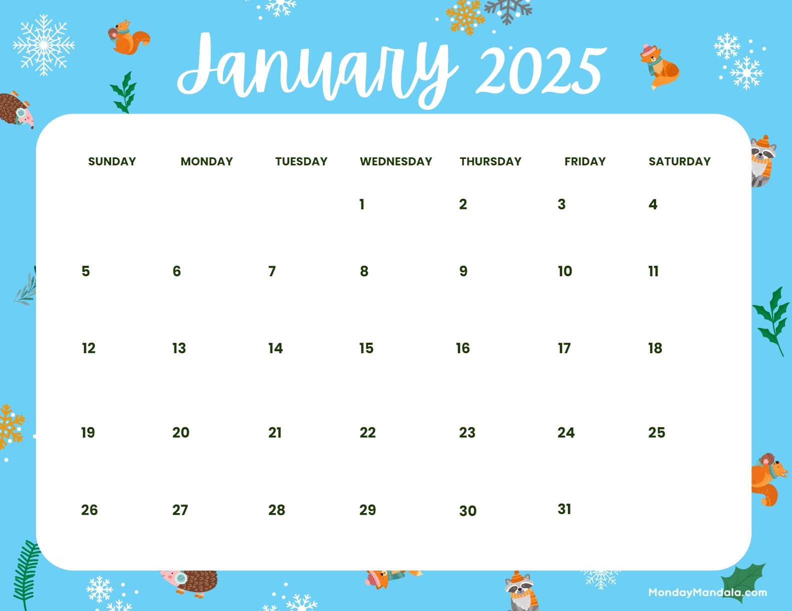 calendar template for january 2026