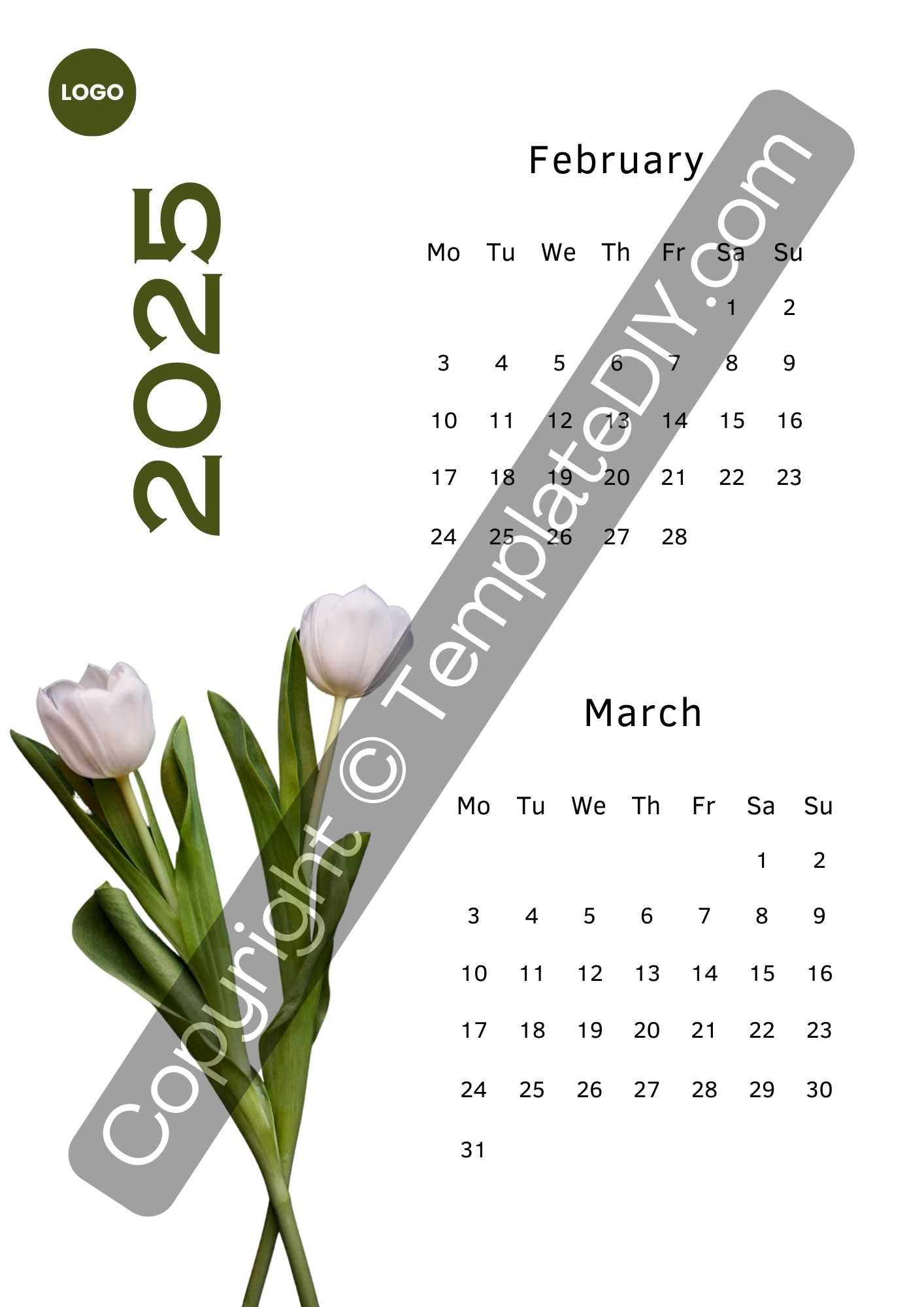 calendar template for march 2025