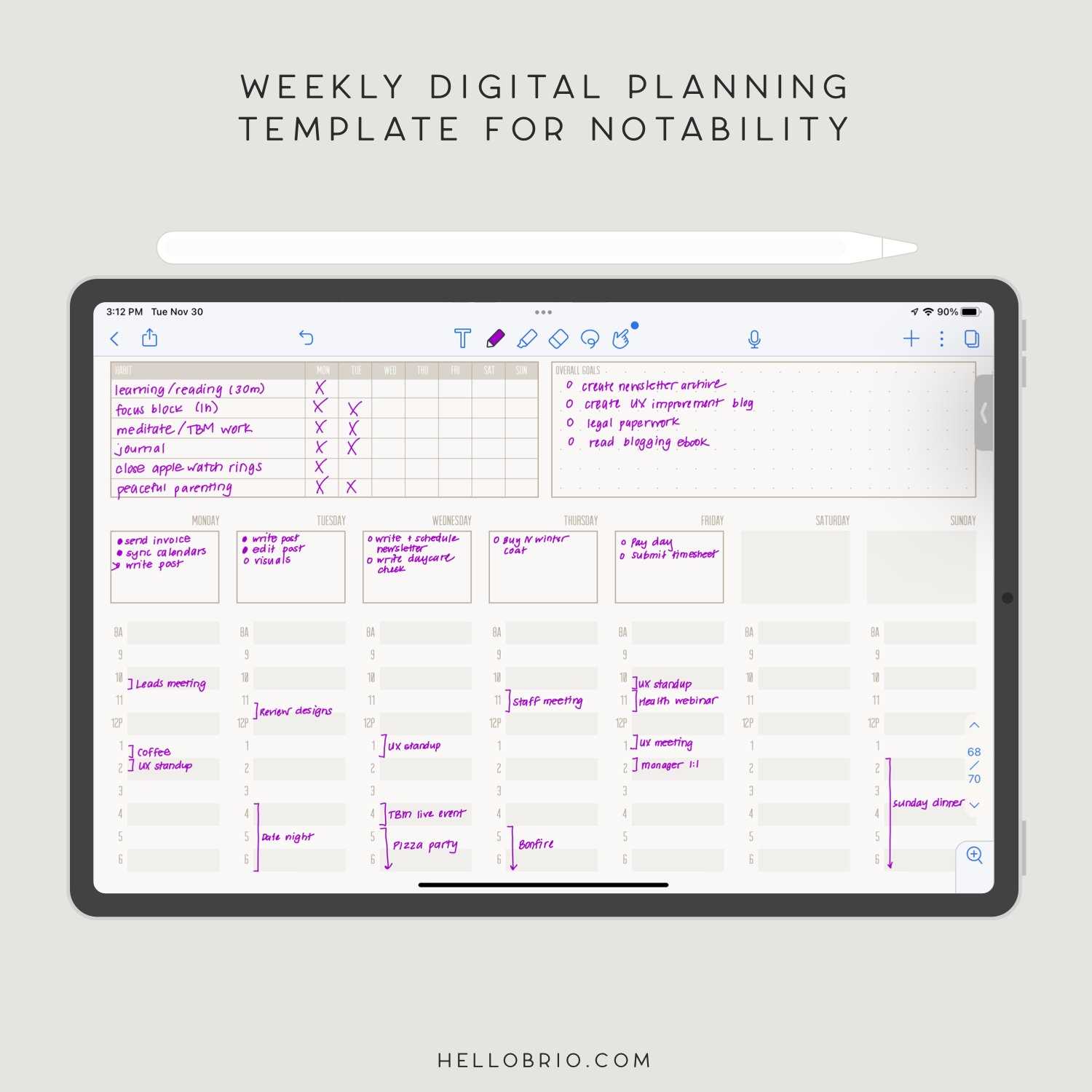 calendar template for pages ipad