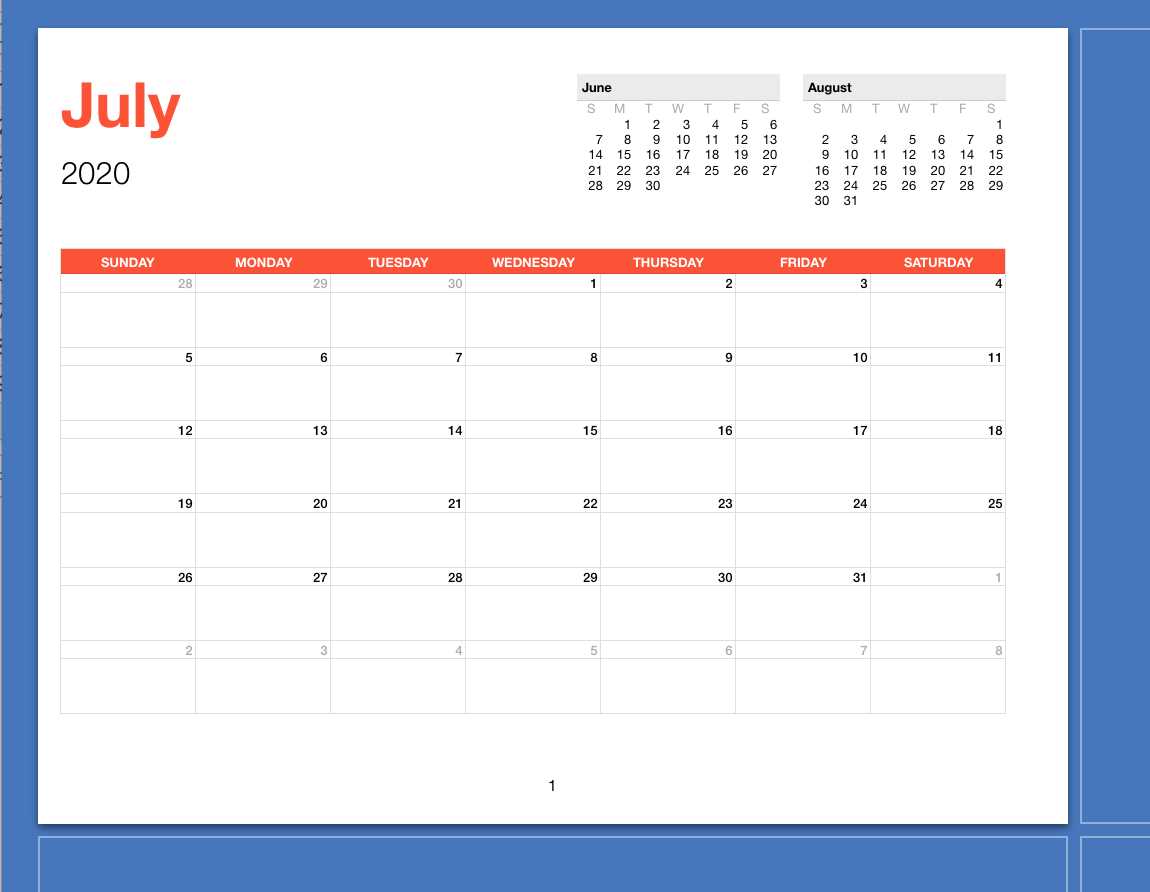 calendar template for pages ipad