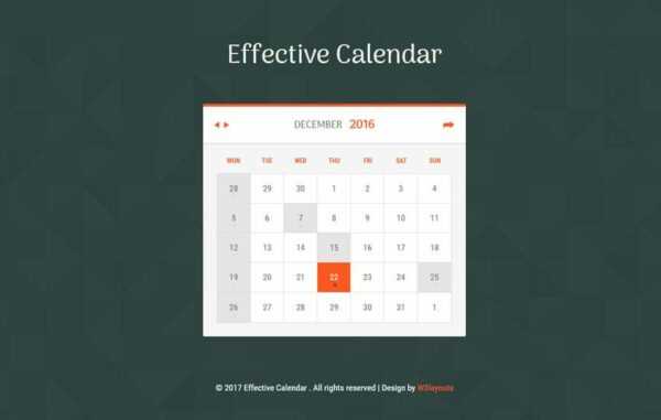 calendar template for website