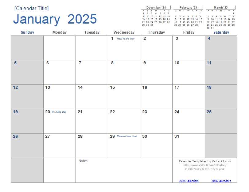 calendar template indesign 2025