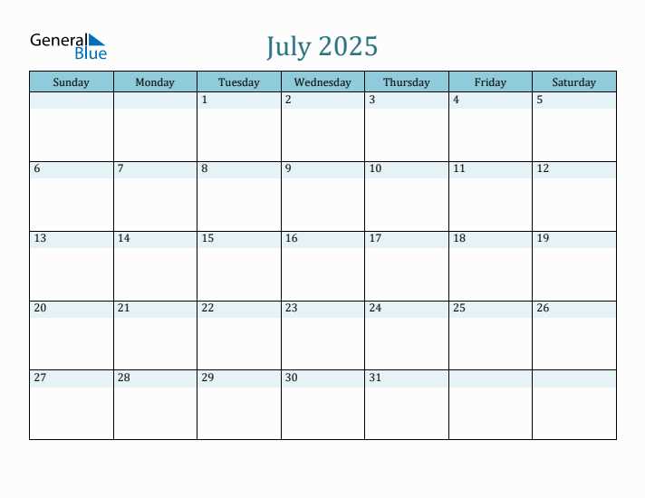 calendar template july august 2025