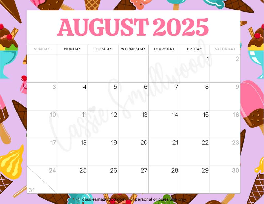 calendar template july august 2025