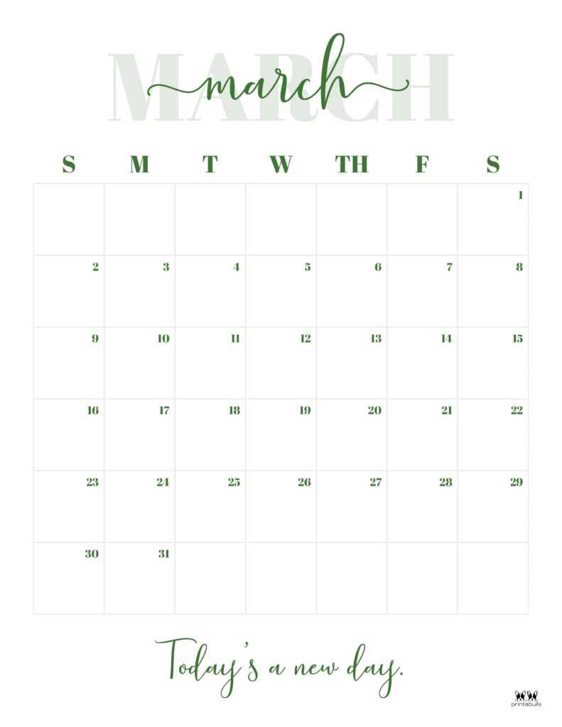 calendar template march 2025