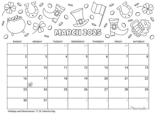 calendar template march 2026 printable