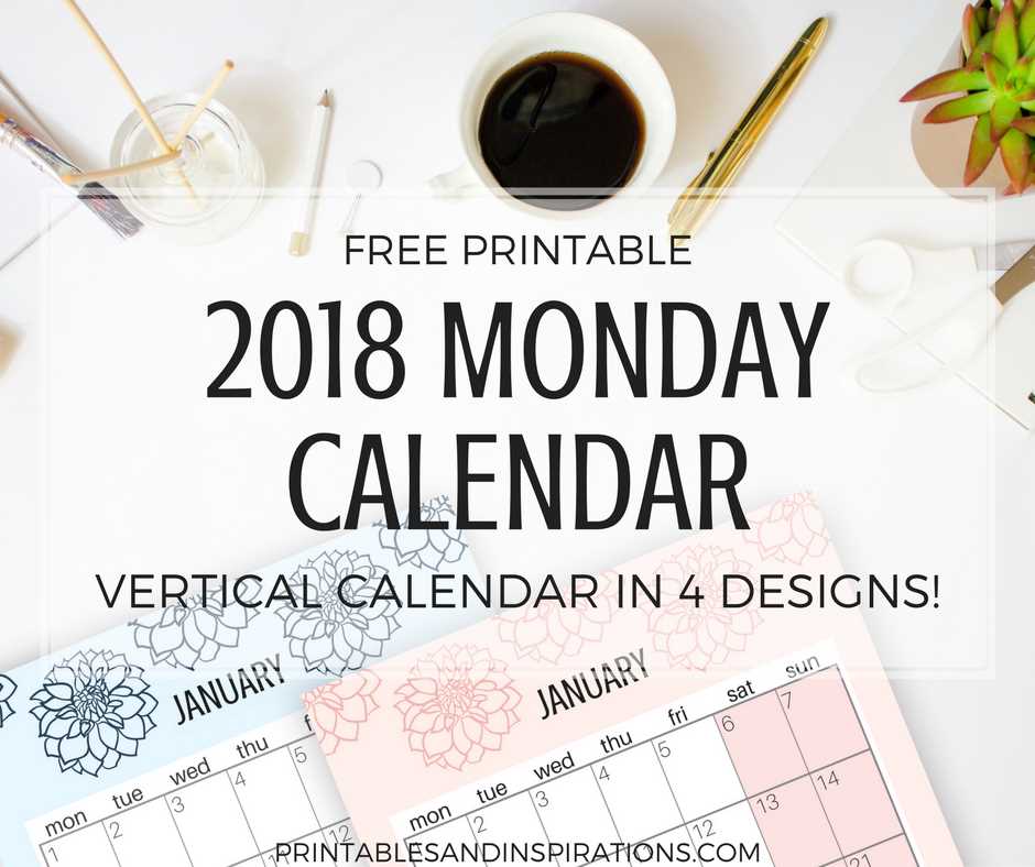 calendar template monday start