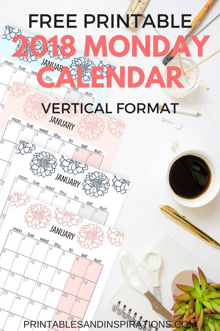 calendar template monday start