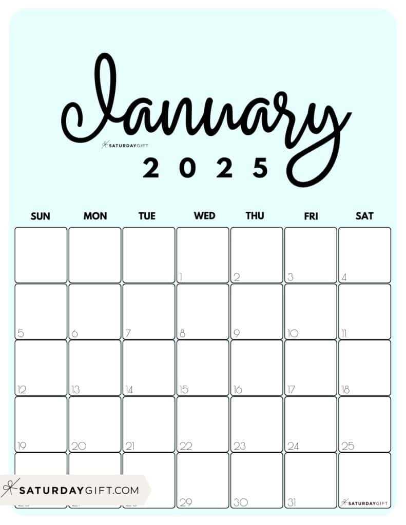 calendar template monthly 2025