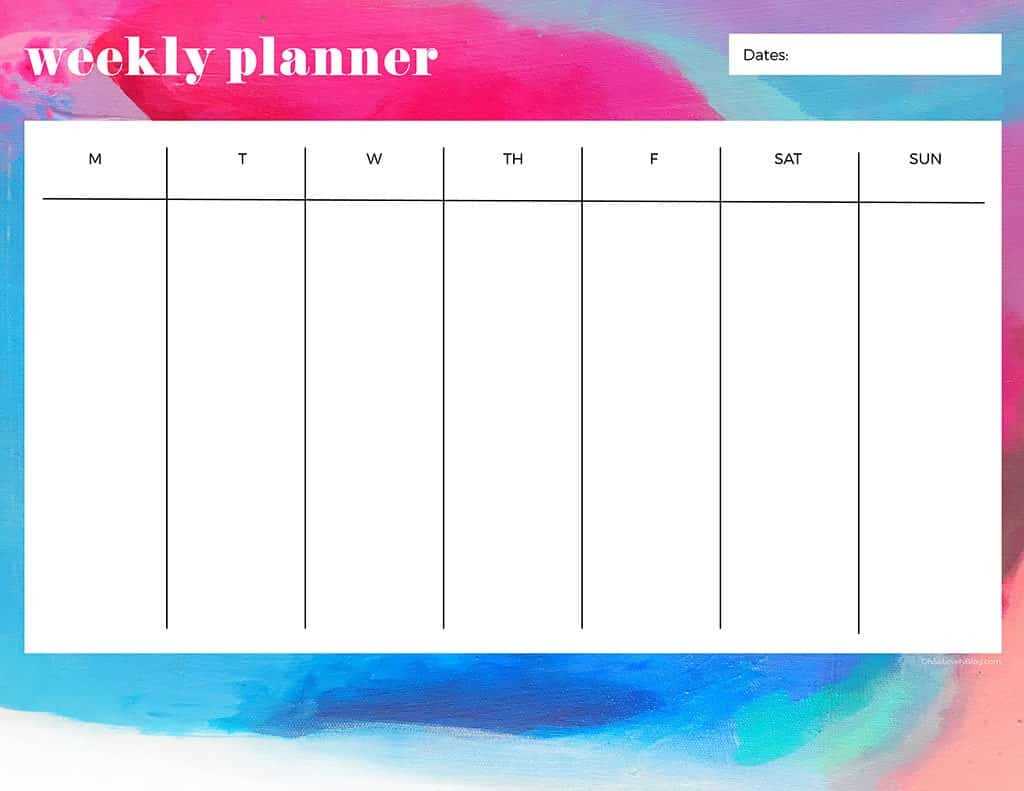 calendar template one week