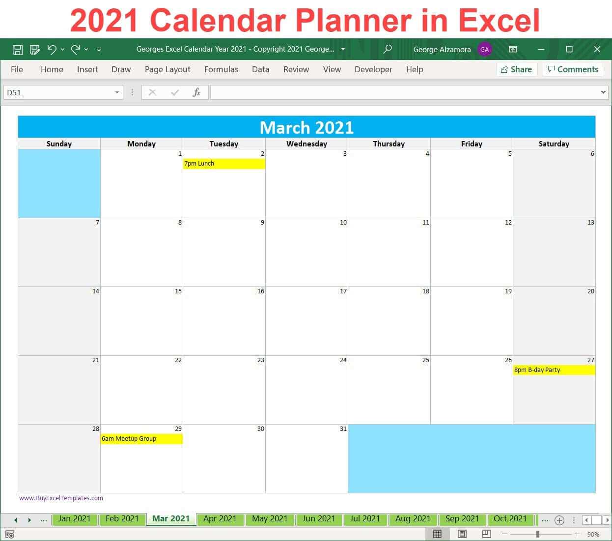 calendar template planner