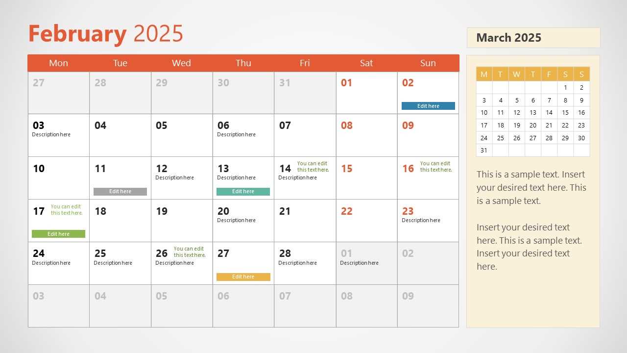 calendar template ppt