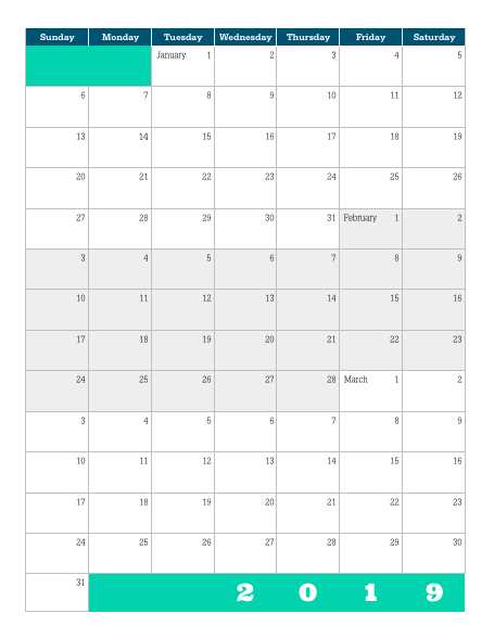 calendar template quarterly