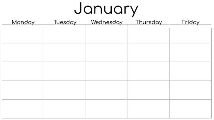 calendar template starting monday