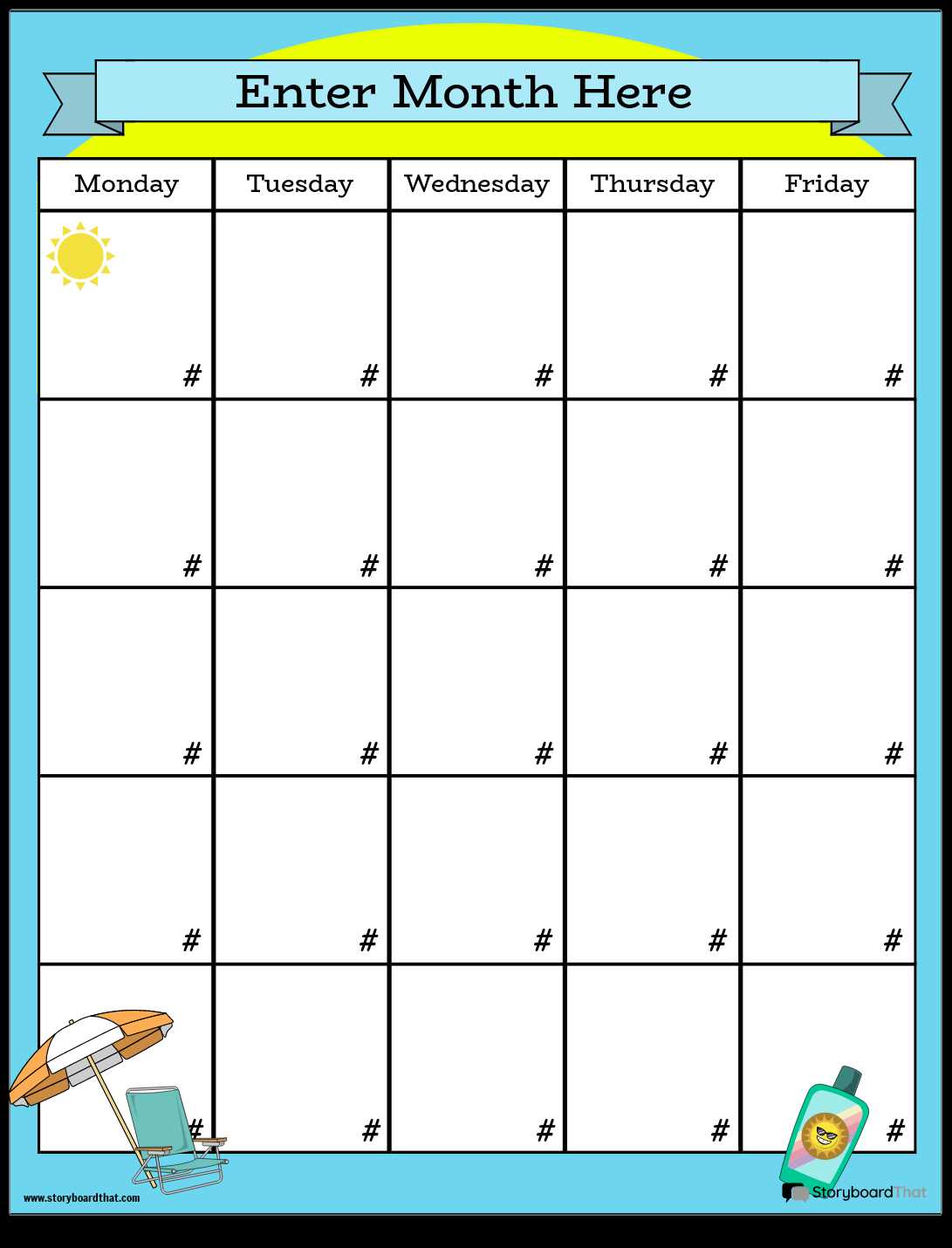 calendar template to type on