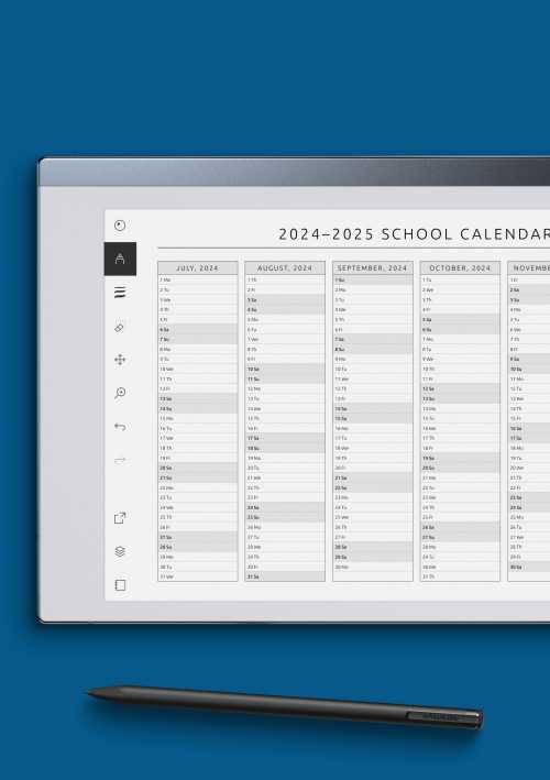 calendar template vertical