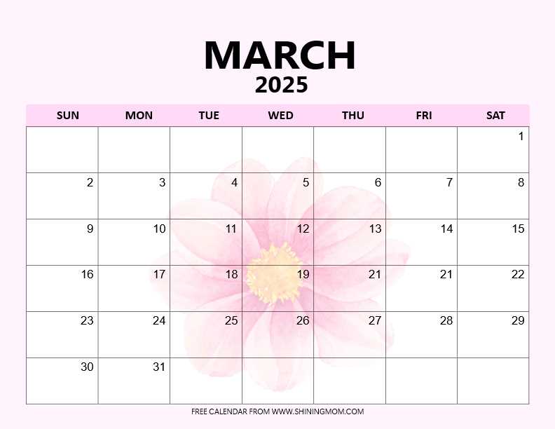 calendar templates march 2025