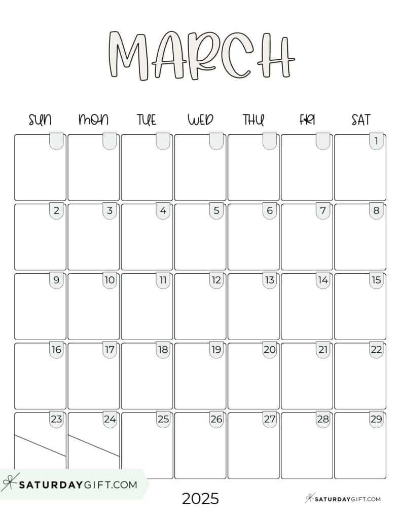 calendar templates march 2025