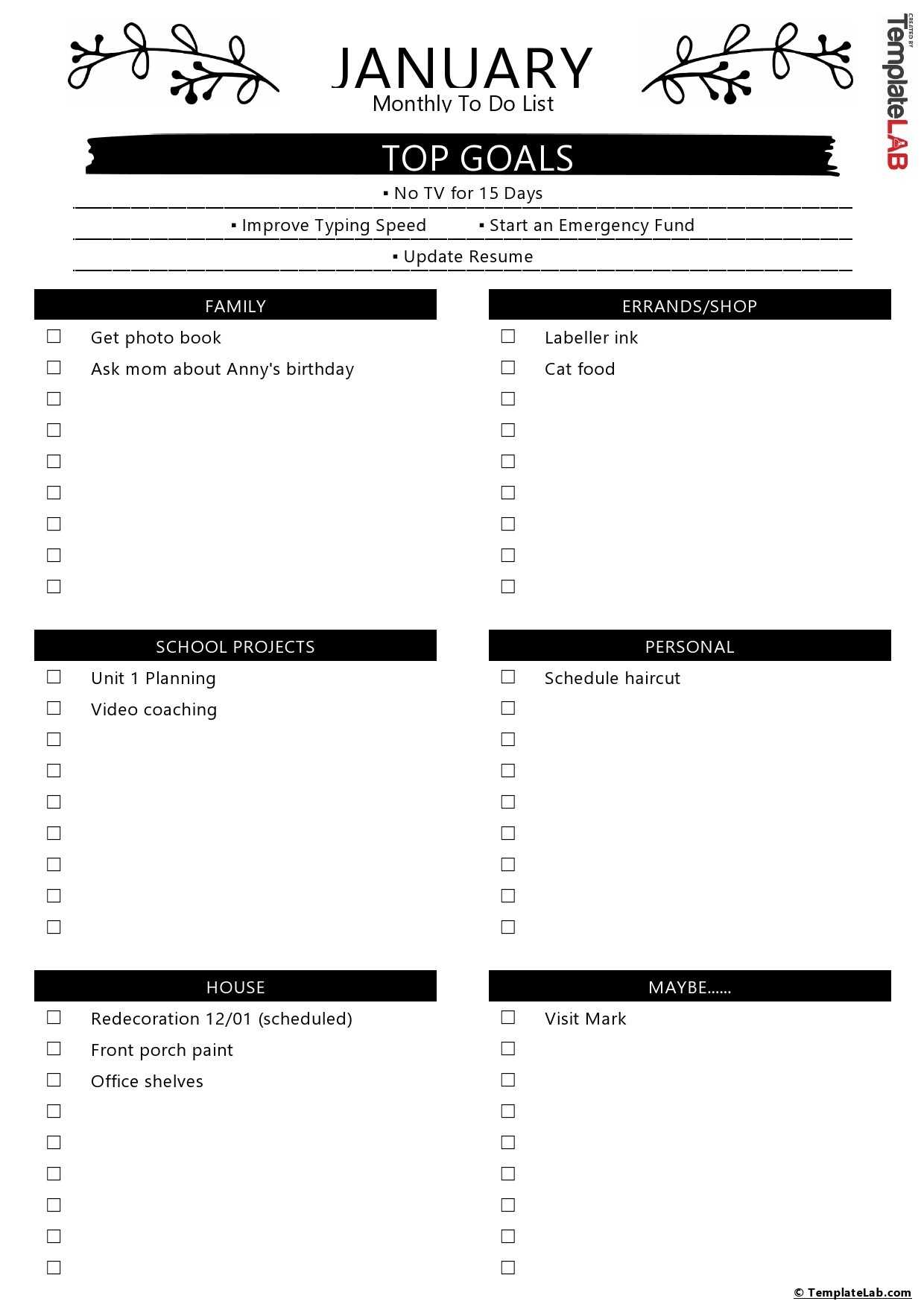 calendar to do list template printable