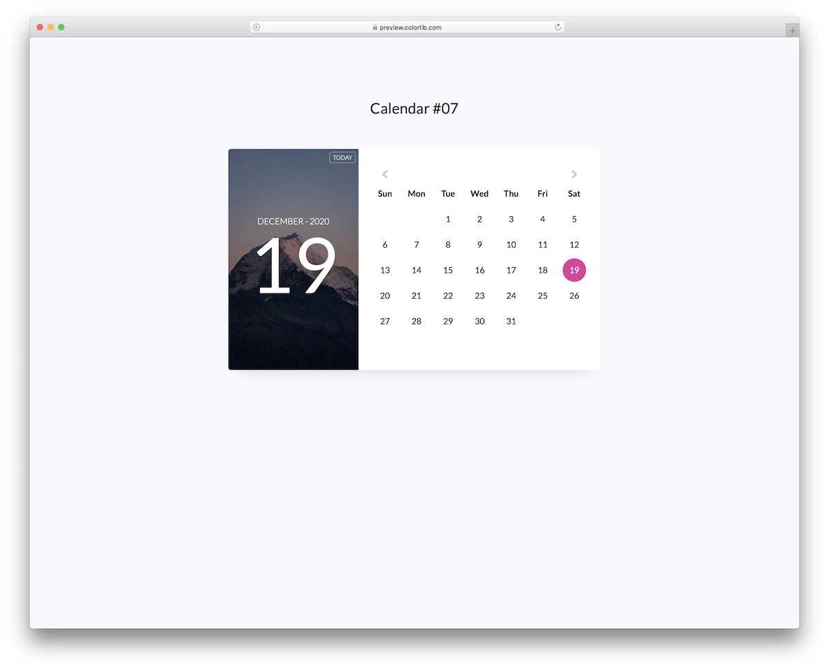 calendar website template