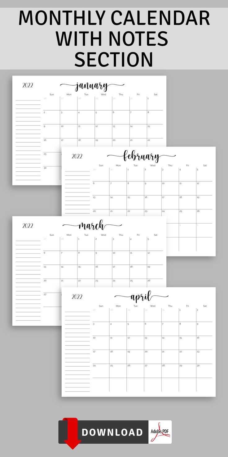 calendar with notes template