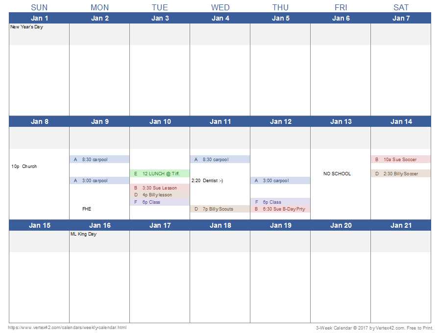 calendar xls template