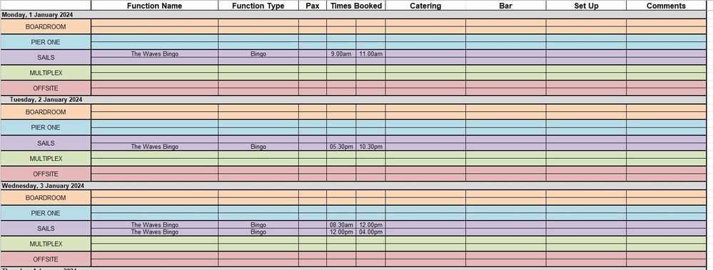 catering calendar template