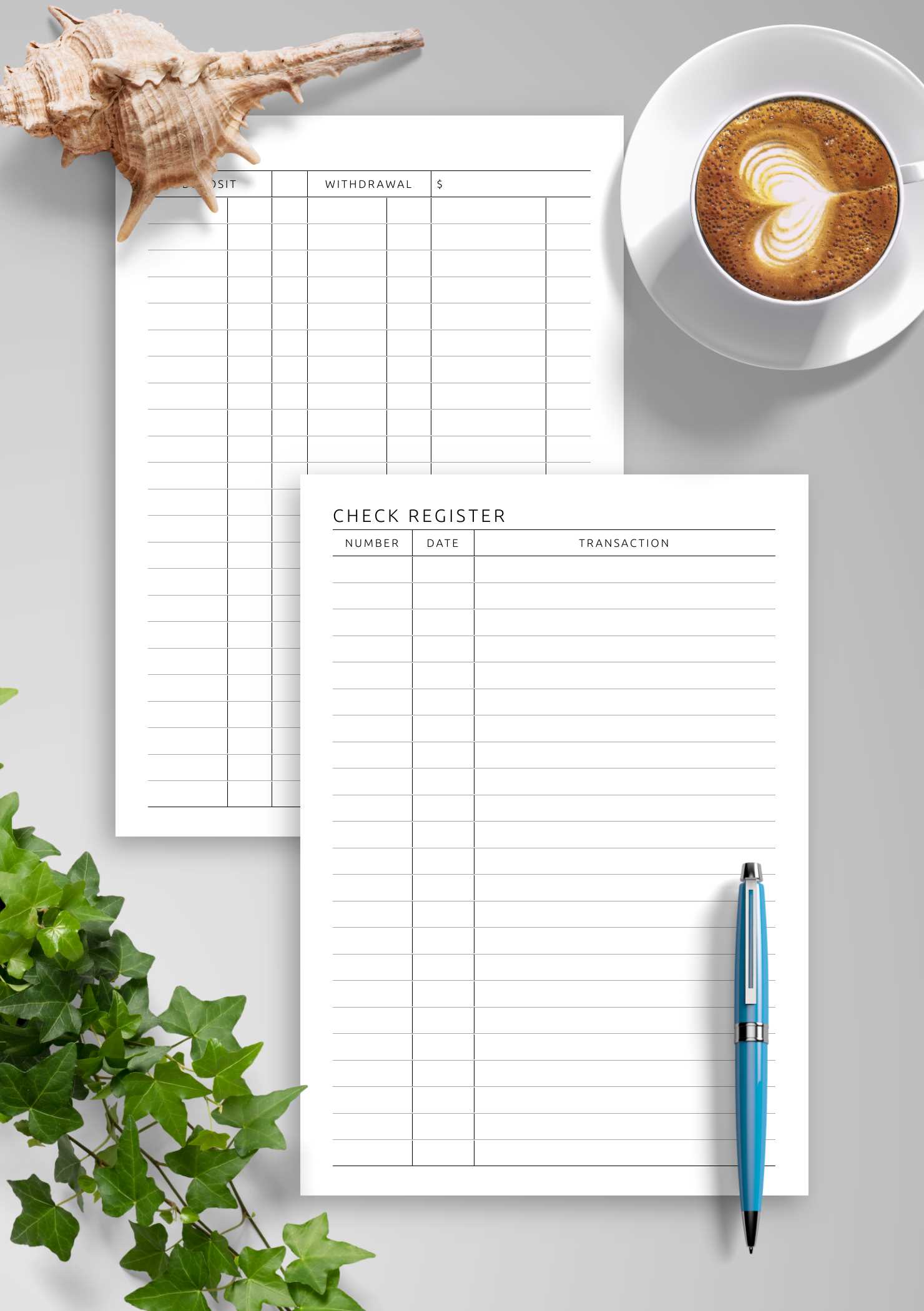 checkbook calendar template