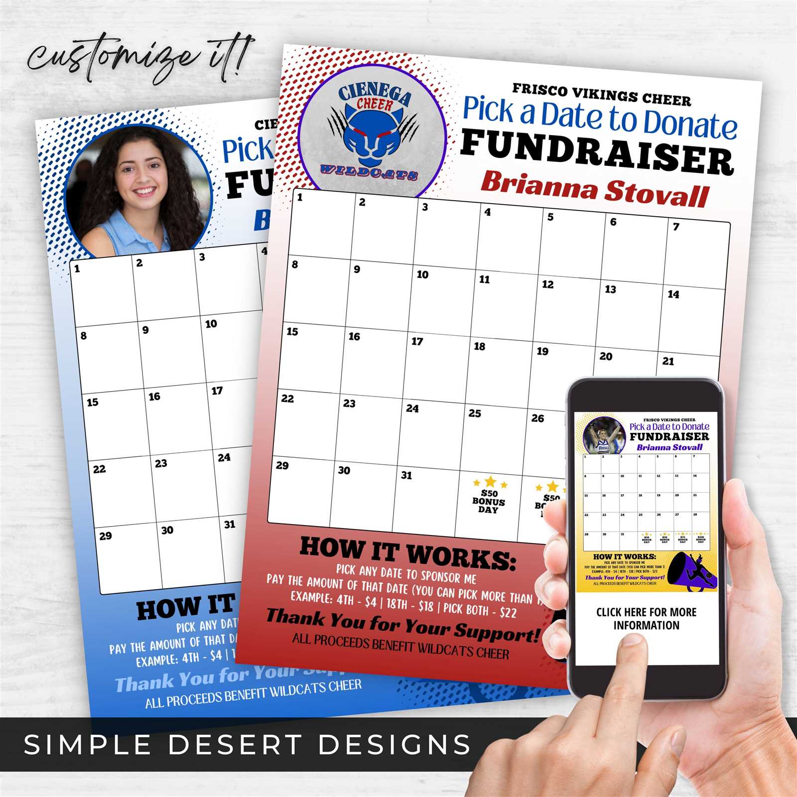 cheer calendar fundraiser template free