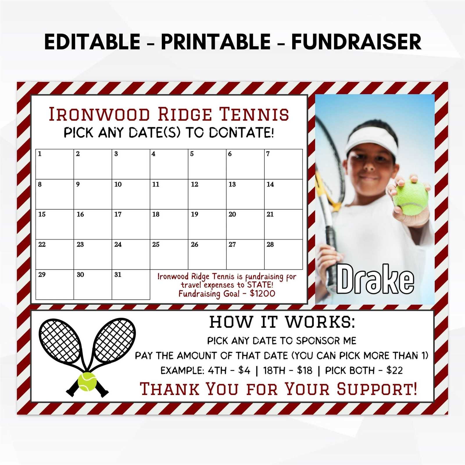 cheer calendar fundraiser template free