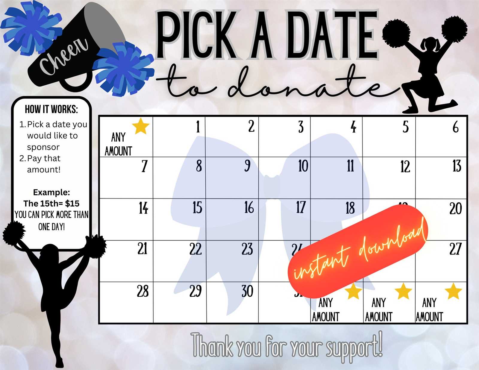 cheerleading calendar template