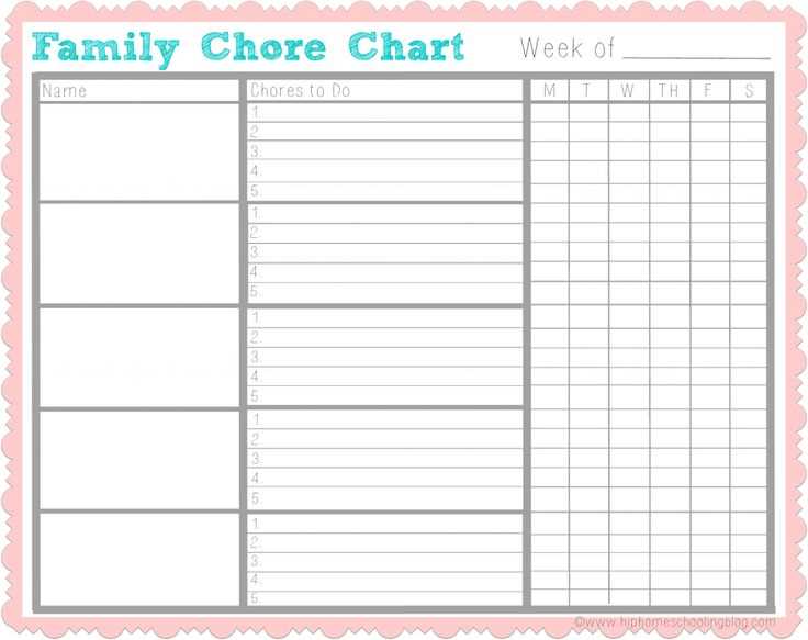 chore calendar template