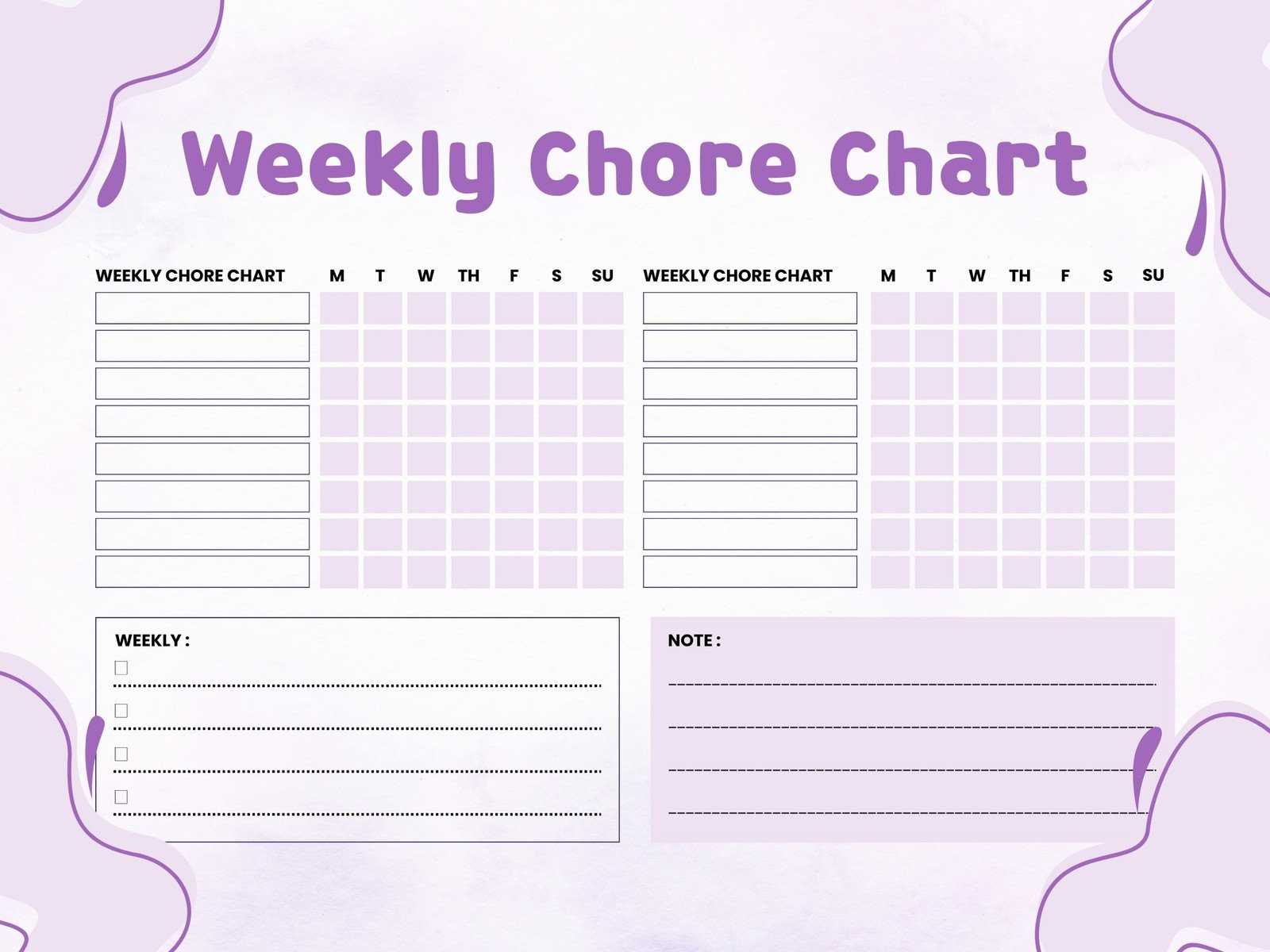 chore calendar template