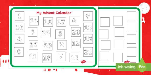 christmas calendar template