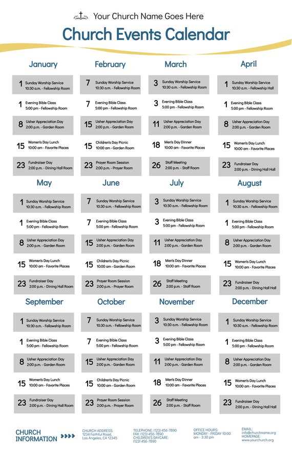 church planning calendar template