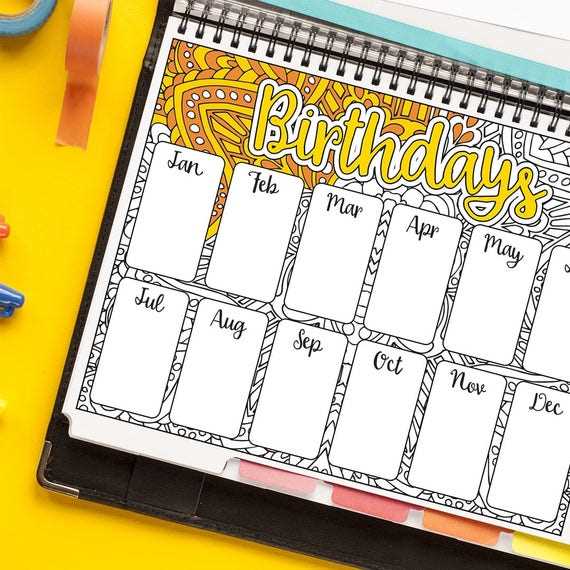 class birthday calendar template