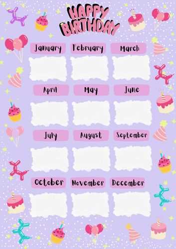 classroom birthday calendar template