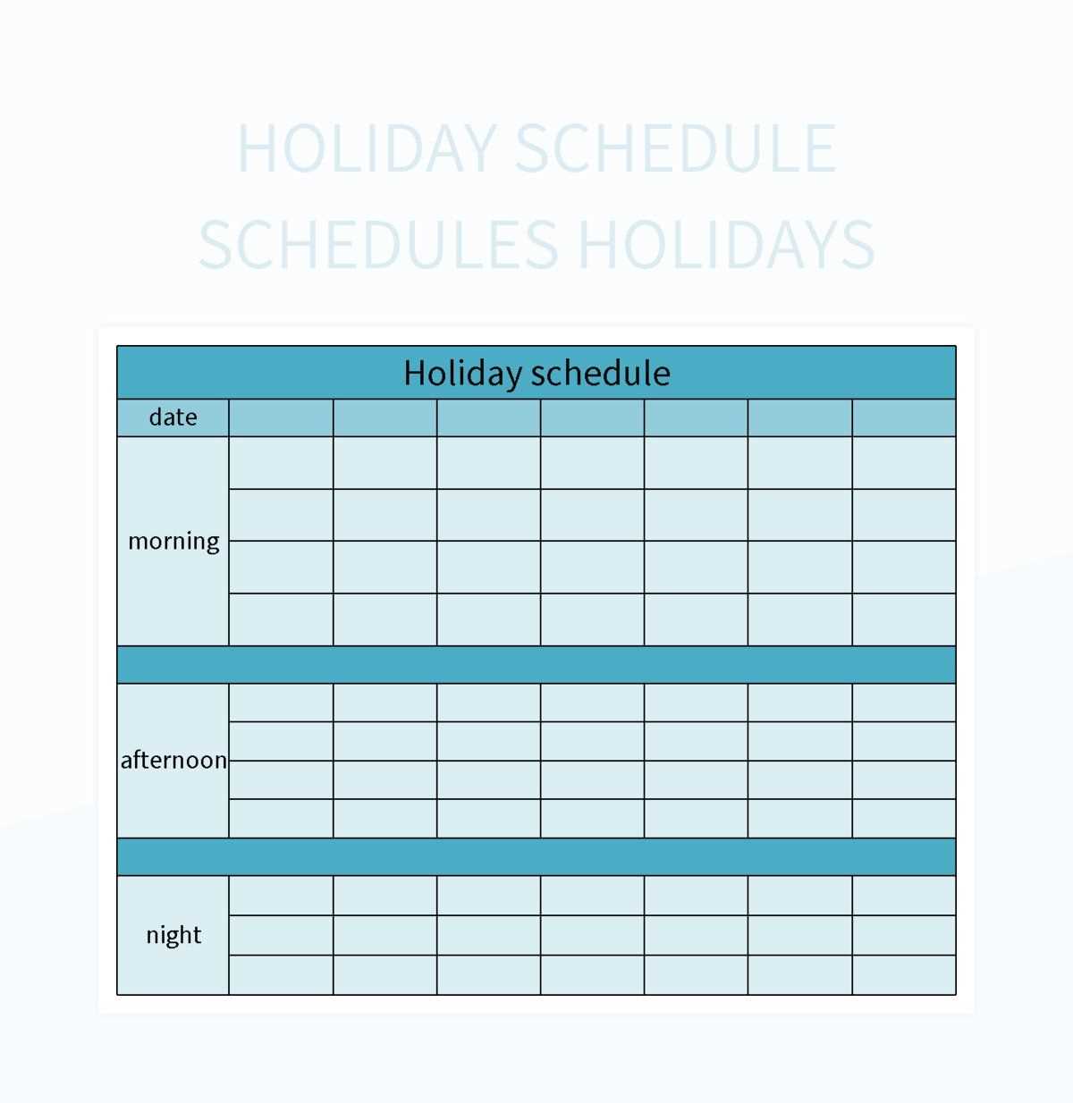 company holiday calendar template