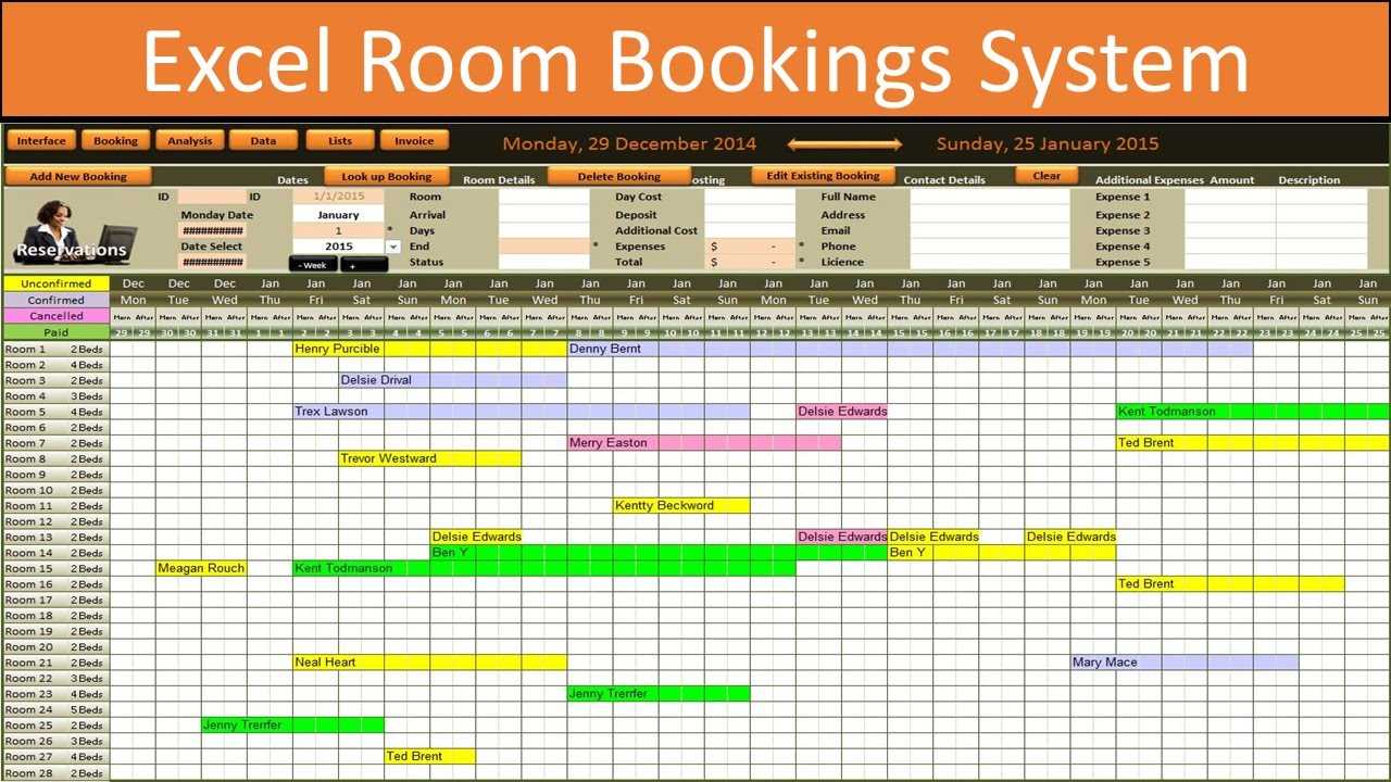 conference room reservation calendar template