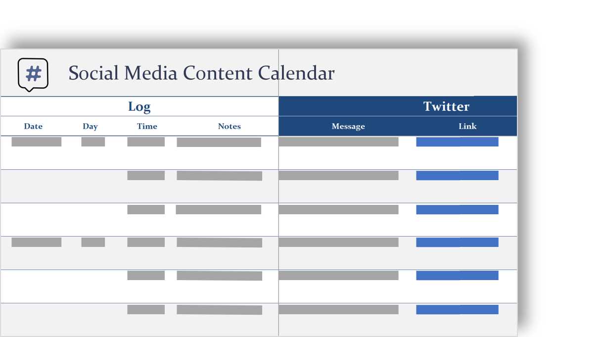 content calendar for social media template