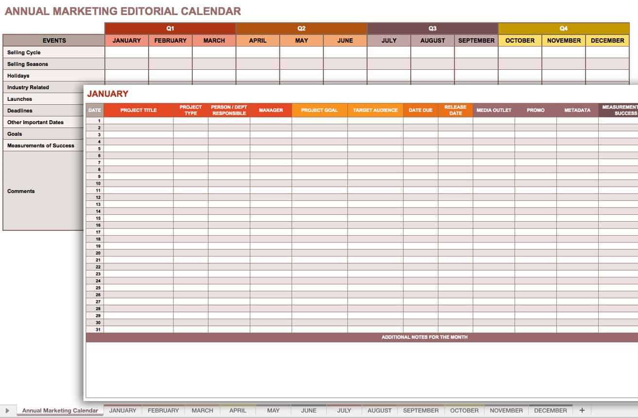 content calendar template 2026