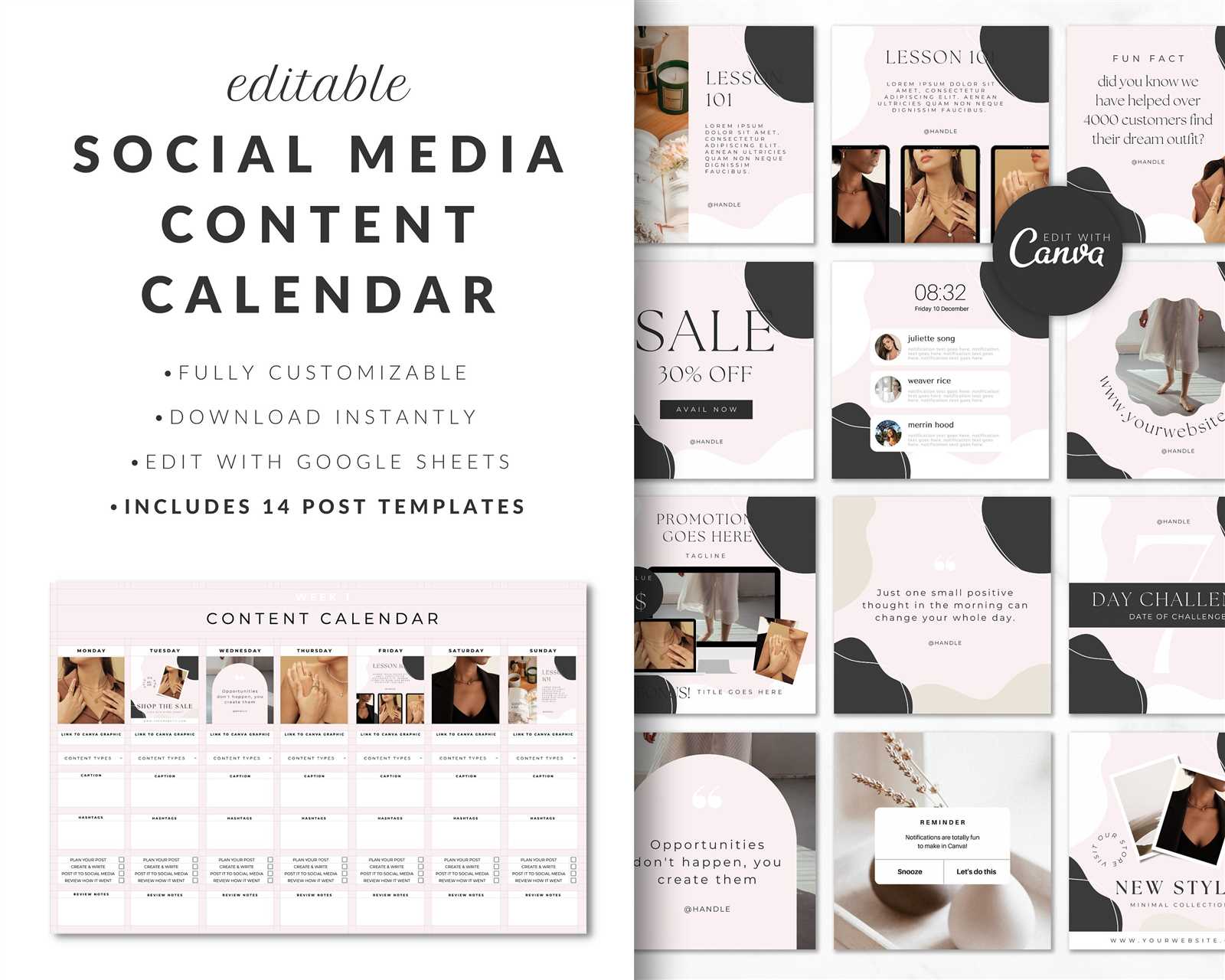 content calendar template canva